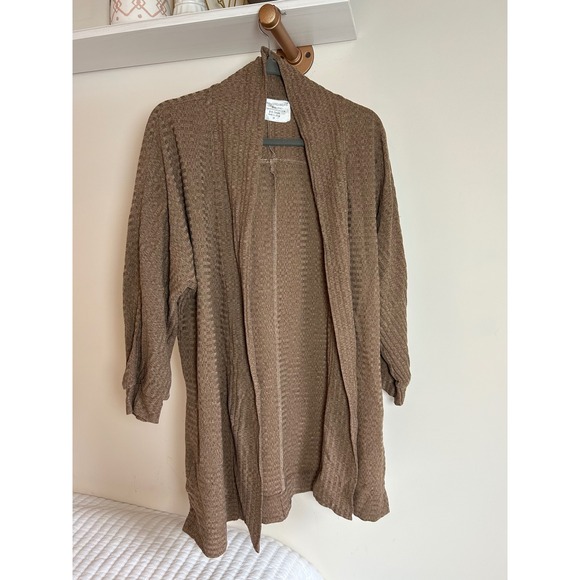 BUILT by DREAMERS Sweaters - BUILT by DREAMERS‎ Brown Textured Cardigan Duster Open Front Button Side Women M